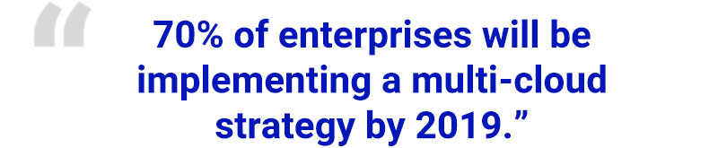 70% of enterprises will be implementing a multi-cloud strategy by 2019.